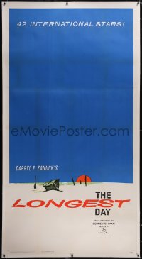 6h0320 LONGEST DAY linen 3sh 1962 Zanuck's World War II D-Day movie with 42 international stars!