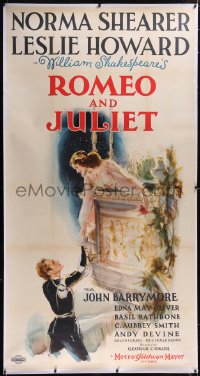 6h0330 ROMEO & JULIET linen 3sh 1936 art of Norma Shearer & Leslie Howard, Shakespeare, ultra rare!
