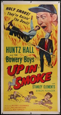 6h0336 UP IN SMOKE linen 3sh 1957 Huntz Hall & the Bowery Boys are raisin' the Devil, who's pictured!