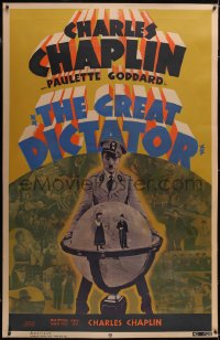 6h0162 GREAT DICTATOR 40x60 1940 Charlie Chaplin anti-war classic, before Pearl Harbor, ultra rare!