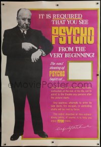 6h0224 PSYCHO 40x60 1960 full-length Alfred Hitchcock requires you see it from the start, rare!