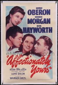 6h0750 AFFECTIONATELY YOURS linen 1sh 1941 Rita Hayworth, Merle Oberon between Morgan & Bellamy!