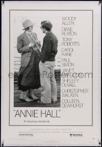 6h0754 ANNIE HALL linen 1sh 1977 full-length Woody Allen & Diane Keaton in a nervous romance!