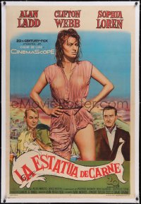 6h0539 BOY ON A DOLPHIN linen Argentinean 1957 sexy Sophia Loren in see-through shirt, ultra rare!
