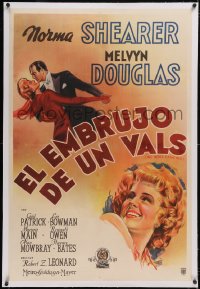 6h0546 WE WERE DANCING linen Argentinean 1942 art of Norma Shearer & Melvin Douglas, ultra rare!