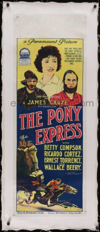 6h0431 PONY EXPRESS linen long Aust daybill 1925 Betty Compson, Richardson Studio art, ultra rare!