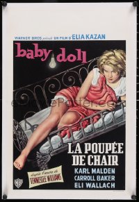 6h0451 BABY DOLL linen Belgian 1957 Elia Kazan, art of troubled teen Carroll Baker in bed, rare!