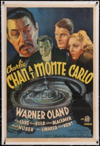 6h0782 CHARLIE CHAN AT MONTE CARLO signed linen 1sh 1937 by Keye Luke, art of Oland & roulette wheel!