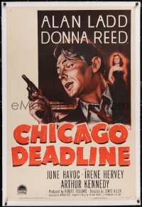 6h0783 CHICAGO DEADLINE linen 1sh 1949 cool art of Alan Ladd & Donna Reed, bad girl film noir!