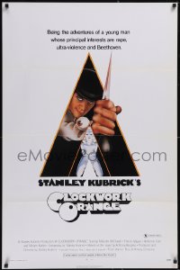 6h0242 CLOCKWORK ORANGE 1sh 1972 Stanley Kubrick classic, Castle art of Malcolm McDowell, X-rated!