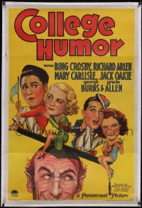 6h0787 COLLEGE HUMOR linen 1sh 1933 art of Bing Crosby, Jack Oakie & pretty coeds, ultra rare!