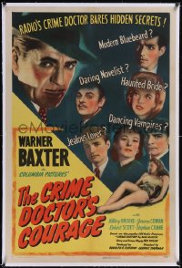 6h0792 CRIME DOCTOR'S COURAGE linen 1sh 1945 Warner Baxter, dancing vampires, from CBS Radio, rare!