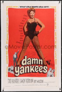 6h0797 DAMN YANKEES linen 1sh 1958 sexy full-length barely-dressed Gwen Verdon, baseball & Broadway!