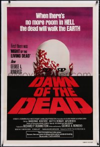 6h0799 DAWN OF THE DEAD linen 1sh 1979 George Romero, no more room in HELL for the dead, Powers art!