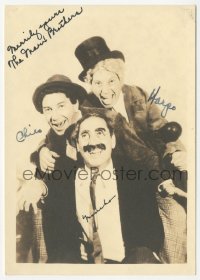 6h0007 MARX BROTHERS signed 5x7 fan photo 1950s by Groucho & Chico, who signed for Harpo too!
