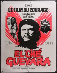 6h0369 EL CHE GUEVARA linen French 1p 1969 art of Francisco Rabal as El Che Guevara, dayglo image!