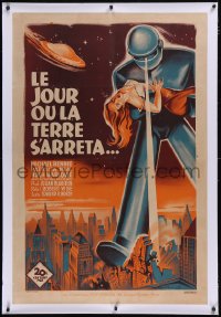 6h0363 DAY THE EARTH STOOD STILL linen French 32x43 R1950s great different Soubie art, ultra rare!