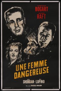 6h0364 THEY DRIVE BY NIGHT linen French 31x47 R1964 art of Bogart, Sheridan & Raft, ultra rare!