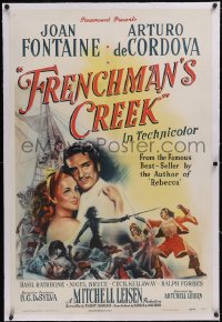 6h0832 FRENCHMAN'S CREEK linen 1sh 1944 c/u of pretty Joan Fontaine, swashbuckler Arturo de Cordova!