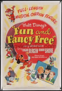 6h0835 FUN & FANCY FREE linen 1sh 1947 Disney, Mickey, Donald, Goofy, Edgar Bergen, Charlie McCarthy!