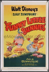 6h0837 FUNNY LITTLE BUNNIES linen 1sh R1950 Disney, Silly Symphony, Easter Bunny cartoon, ultra rare!