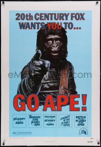 6h0842 GO APE linen 1sh 1974 5-bill Planet of the Apes, wonderful Uncle Sam parody art!