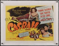 6h0476 CASBAH linen style A 1/2sh 1948 sexy Yvonne De Carlo laying on floor & with Tony Martin, rare!