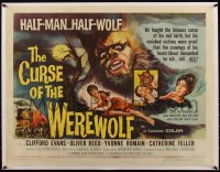 6h0177 CURSE OF THE WEREWOLF 1/2sh 1961 Hammer, art of monster Oliver Reed looming over scared girl!