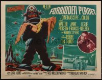 6h0179 FORBIDDEN PLANET style B 1/2sh 1956 classic art of Robby the Robot carrying sexy Anne Francis!