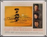 6h0481 GIANT linen 1/2sh 1956 James Dean, Elizabeth Taylor, Hudson, Best Director George Stevens!