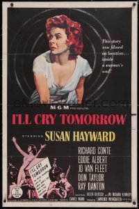6h0858 I'LL CRY TOMORROW linen 1sh 1955 art of Susan Hayward as tragic actress Lillian Roth!