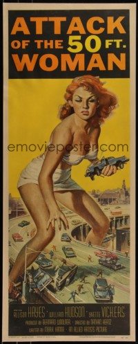 6h0276 ATTACK OF THE 50 FT WOMAN insert 1958 iconic Reynold Brown art of enormous Allison Hayes!