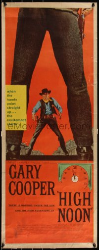 6h0281 HIGH NOON insert 1952 best different art of Gary Cooper between legs of Frank Miller!