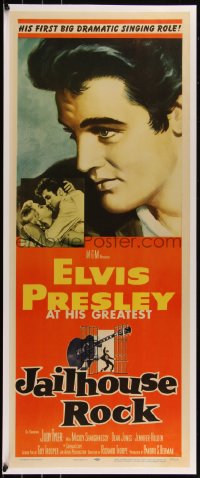 6h0172 JAILHOUSE ROCK insert 1957 classic Bradshaw Crandell art of rock & roll king Elvis Presley!