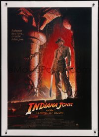 6h0861 INDIANA JONES & THE TEMPLE OF DOOM linen 1sh 1984 adventure is Harrison Ford's name, Wolfe art!