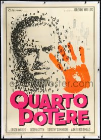 6h0380 CITIZEN KANE linen Italian 1p R1966 cool different art of Orson Welles made up of tiny letters!