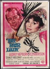 6h0393 MY FAIR LADY linen Italian 1p 1965 different art of Audrey Hepburn & Rex Harrison by Nistri!
