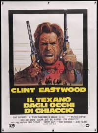 6h0397 OUTLAW JOSEY WALES linen Italian 1p 1976 Roy Andersen art of Clint Eastwood with two guns!