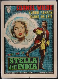 6h0402 STAR OF INDIA linen Italian 1p 1956 different art of Cornel Wilde & sexy Jean Wallace, rare!