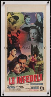 6h0416 UNFAITHFULS linen Italian locandina 1953 Gina Lollobrigida, Cressoy, Fiorenzi art, ultra rare!