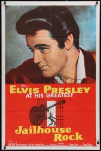 6h0112 JAILHOUSE ROCK 1sh 1957 classic art of rock & roll king Elvis Presley by Bradshaw Crandell!