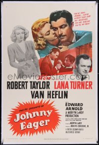 6h0872 JOHNNY EAGER linen 1sh R1950 sexy Lana Turner & Robert Taylor are dynamite!