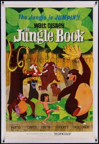 6h0873 JUNGLE BOOK linen 1sh 1967 Walt Disney cartoon classic, great image of Mowgli & friends!