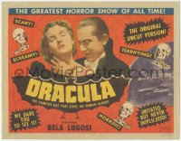 6h0138 DRACULA TC R1951 Tod Browning, terrifying vampire Bela Lugosi choking Chandler, full-color!
