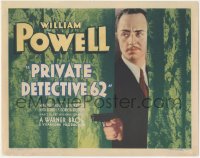 6h0144 PRIVATE DETECTIVE 62 TC 1933 would-be detective William Powell w/gun by curtains, ultra rare!