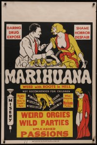 6h0239 MARIHUANA 1sh 1930s Dwain Esper daring drug expose, weed with roots in Hell, weird orgies!