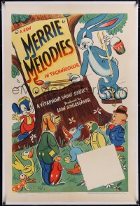 6h0909 MERRIE MELODIES linen 1sh 1941 great super early cartoon art of Bugs Bunny & Elmer Fudd!