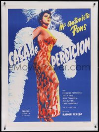 6h0651 CASA DE PERDICION linen Mexican poster 1956 Maria Antonieta Pons in see-through pepper dress!