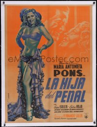 6h0684 LA HIJA DEL PENAL linen Mexican poster 1949 Espert art of Maria Antonieta Pons, ultra rare!