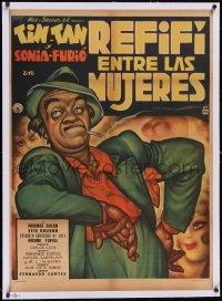 6h0717 REFIFI ENTRE LAS MUJERES linen Mexican poster 1958 Cabral art of German Valdes as Tin-Tan!
